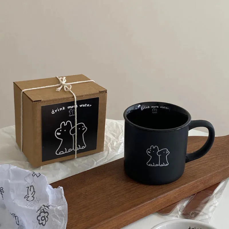 Frosted Small Black Cup Puppy Mug - Bellarte Enchanté Frosted Small Black Cup Puppy Mug